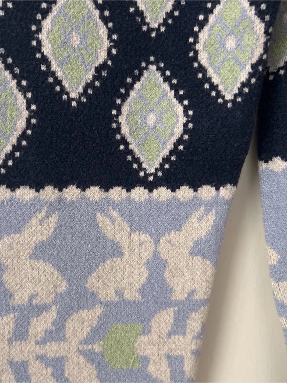 Free People Navy and Light Blue Patterned Knit Leggings